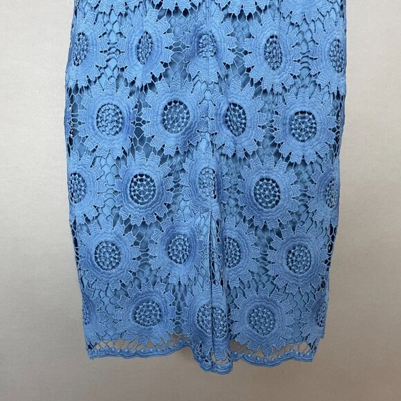 Talbots Dress Sunflower Lace Sheath Short Sleeve Cornflower Blue Size 6 Feminine - Picture 9 of 14